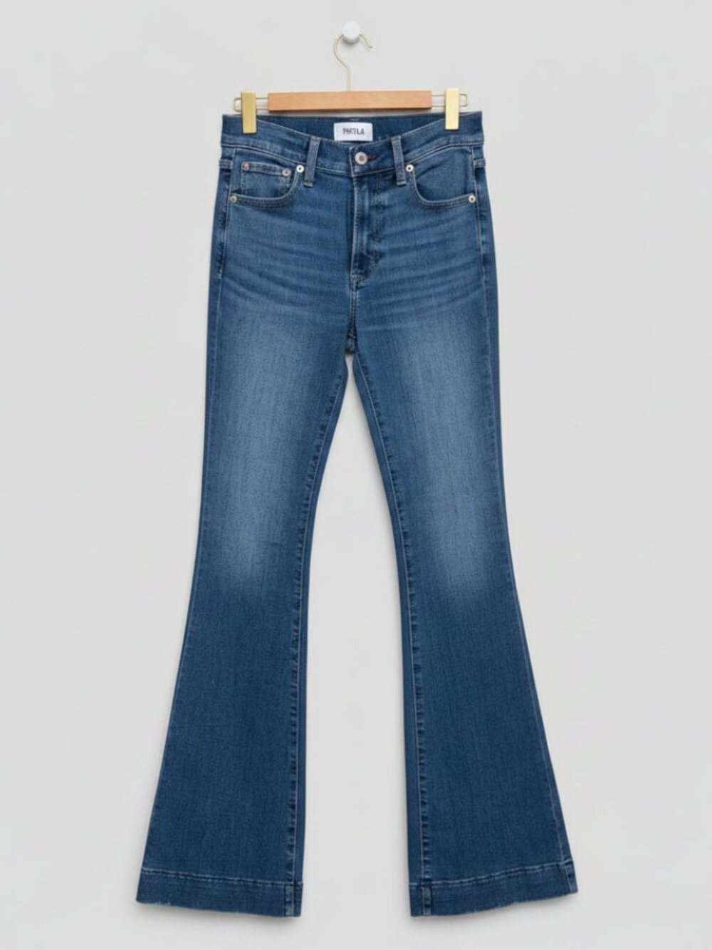 Pistola Kinsley Mid Rise Ultra Flare Jeans Size 25 | Dark Wash Stretch Denim